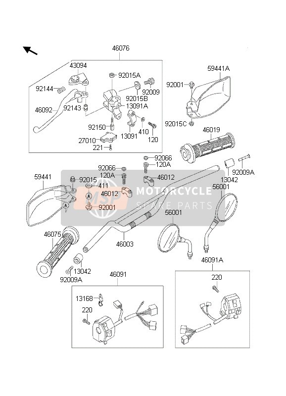 Kawasaki KLE500 2002 Handlebar for a 2002 Kawasaki KLE500