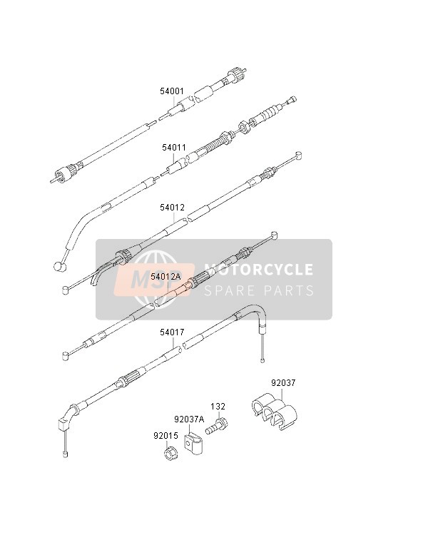 Kawasaki KLE500 2002 Cables para un 2002 Kawasaki KLE500