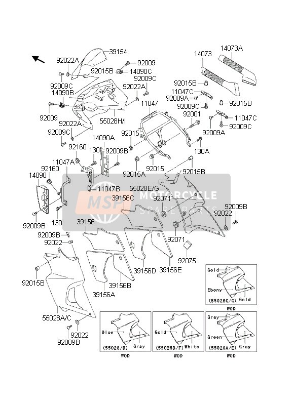 550281325T9, Cowling,Upp,Gray/black, Kawasaki, 0