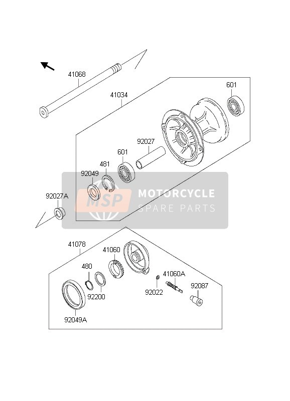 Kawasaki KLX300R 2002 VORDERRADNABE für ein 2002 Kawasaki KLX300R