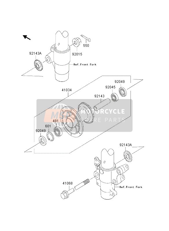 Kawasaki KX85-LW 2002 Front Hub for a 2002 Kawasaki KX85-LW