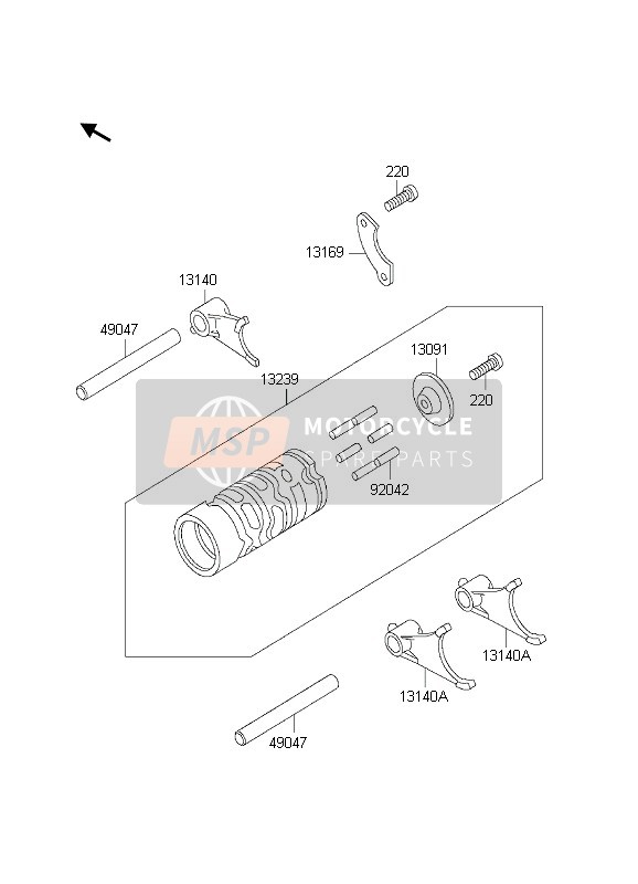 Gear Change Drum & Shift Fork