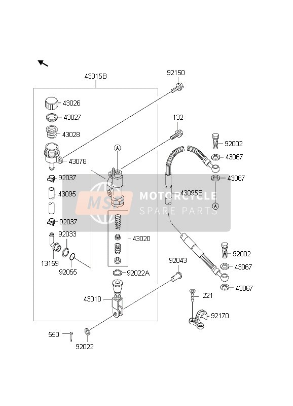 Kawasaki KX65 2002 Rear Master Cylinder for a 2002 Kawasaki KX65