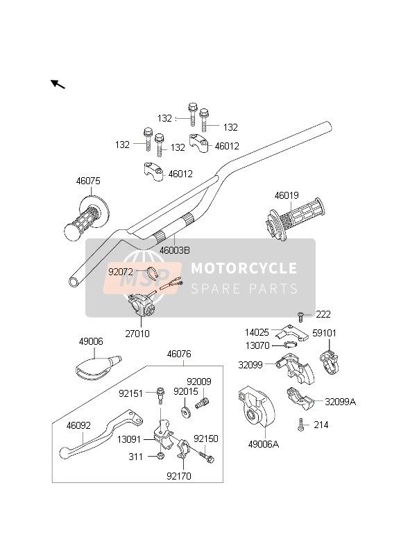 Kawasaki KX65 2002 Handlebar for a 2002 Kawasaki KX65