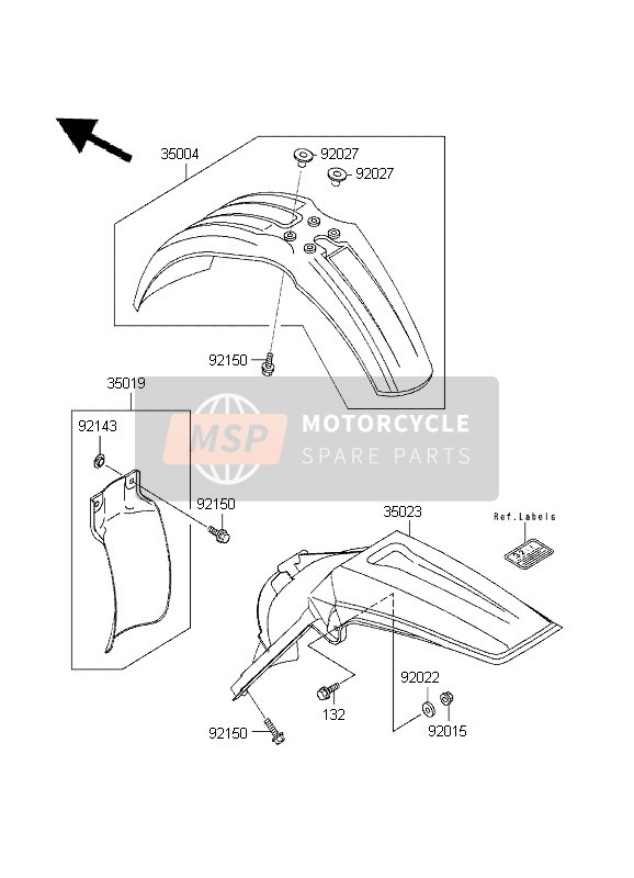 Kawasaki KX125 1995 Ailes pour un 1995 Kawasaki KX125