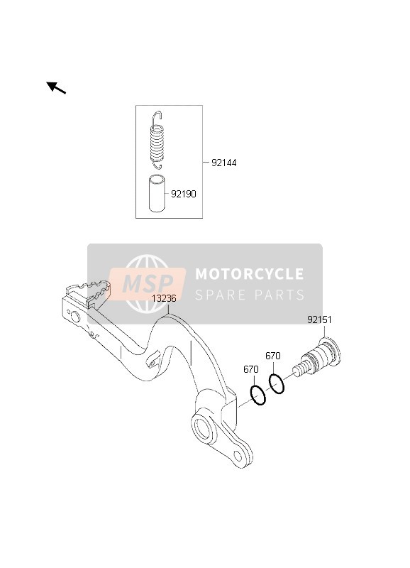 Kawasaki KX125 2002 Pédale de frein pour un 2002 Kawasaki KX125