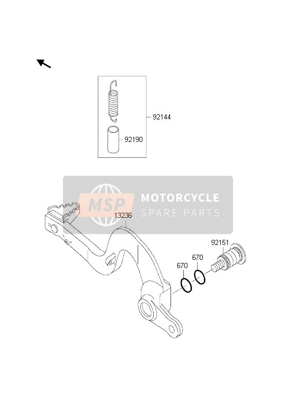 Kawasaki KX250 2002 Rempedaal voor een 2002 Kawasaki KX250