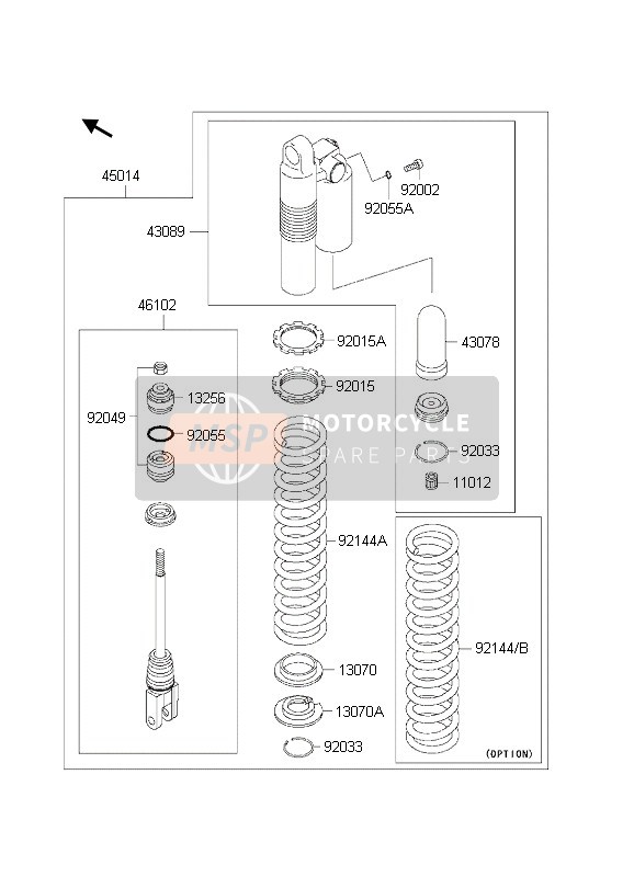 9214415058V, Spring,Shockabsorber,K=5.3,Sil, Kawasaki, 2