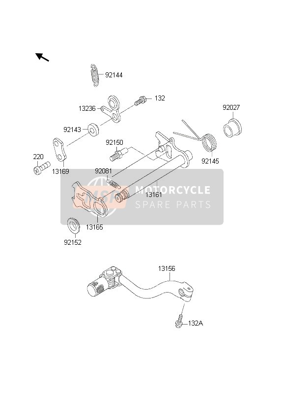 Kawasaki KX500 2002 SCHALTMECHANISMUS für ein 2002 Kawasaki KX500