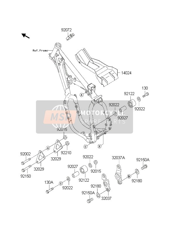 Kawasaki KX500 2002 Frame Fittings for a 2002 Kawasaki KX500