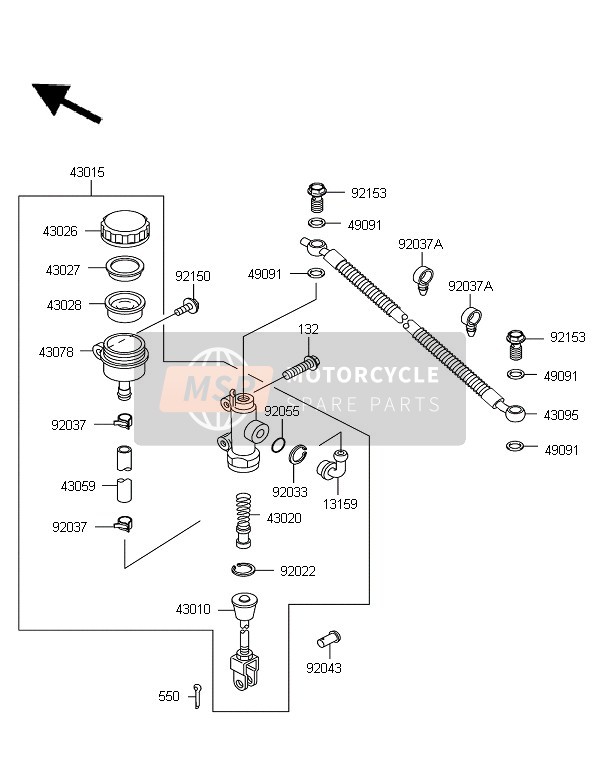 Kawasaki KLE500 2007 Rear Master Cylinder for a 2007 Kawasaki KLE500