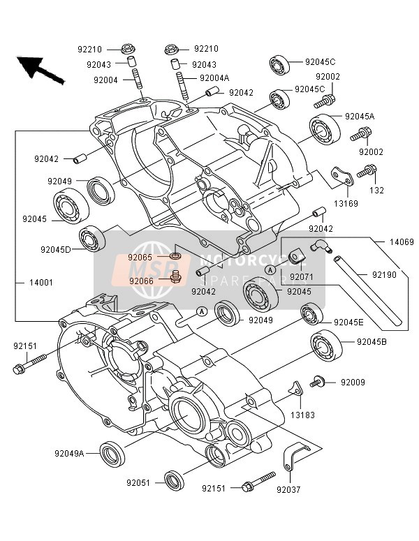 Kawasaki KX85 SW & LW 2007 Carter per un 2007 Kawasaki KX85 SW & LW