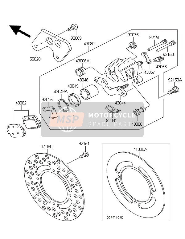 Kawasaki KX85 SW & LW 2007 Frein arriere pour un 2007 Kawasaki KX85 SW & LW