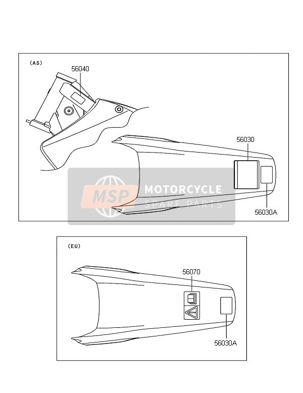 Kawasaki KX125 2007 Labels for a 2007 Kawasaki KX125