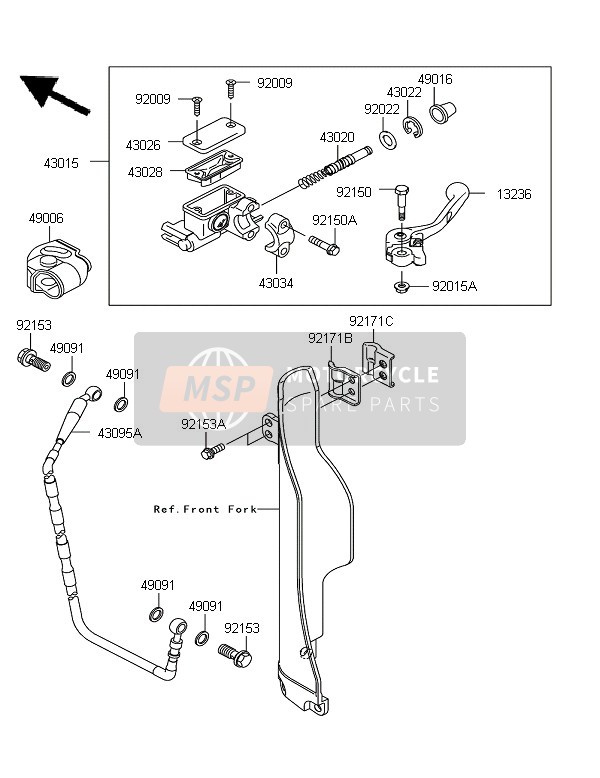 Kawasaki KX250 2007 HAUPTZYLINDER VORNE für ein 2007 Kawasaki KX250