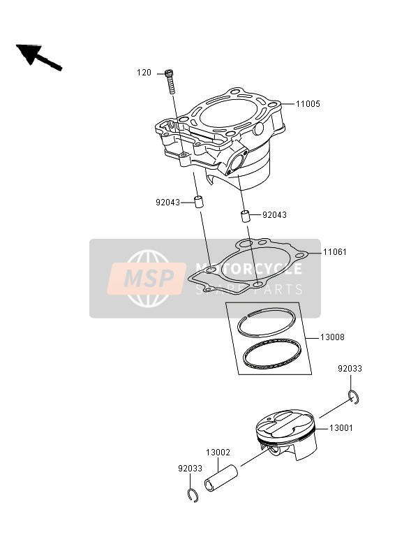 Kawasaki KX250F 2007 Cylindre & Piston pour un 2007 Kawasaki KX250F