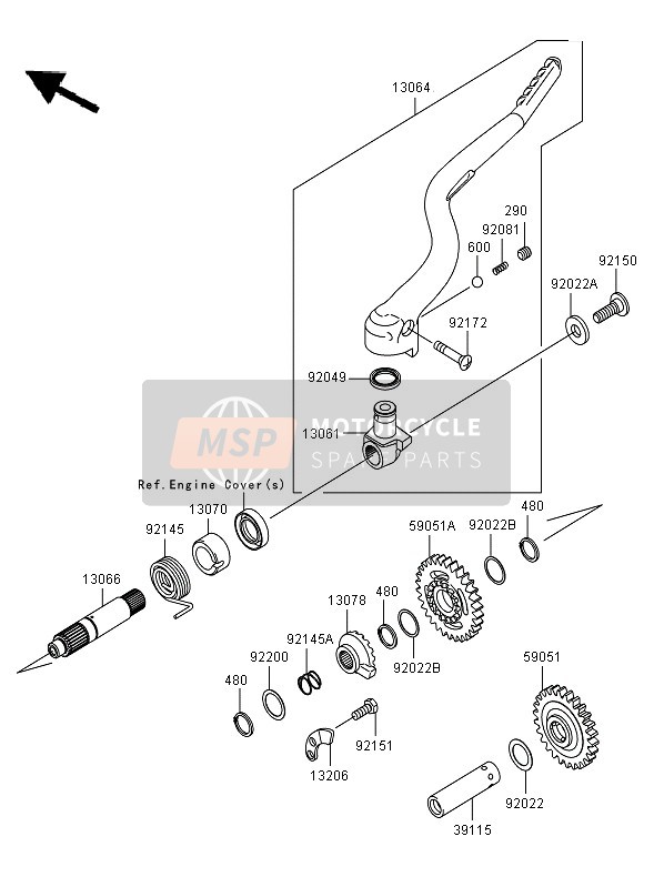 Kawasaki KX250F 2007 KICKSTARTER-MECHANISMUS für ein 2007 Kawasaki KX250F