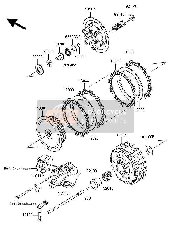 Kawasaki KX250F 2007 Embrayage pour un 2007 Kawasaki KX250F