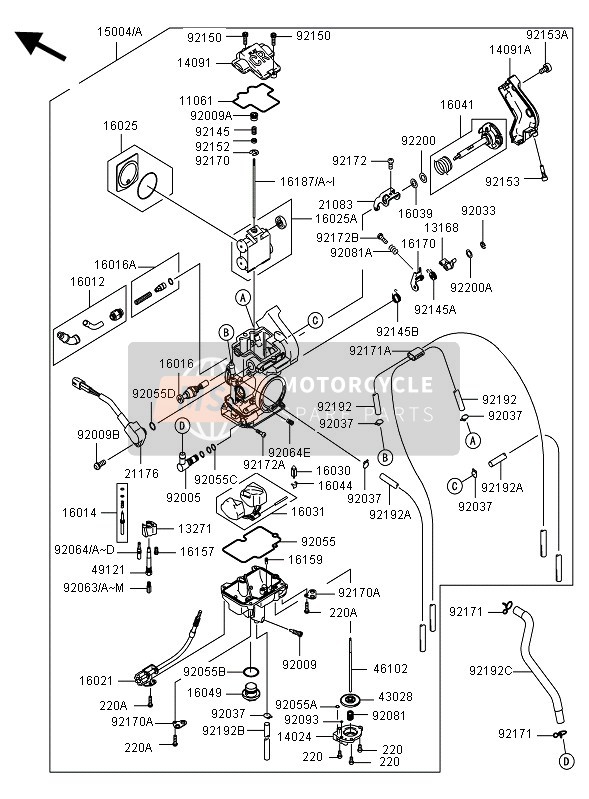 Kawasaki KX250F 2007 Carburettor for a 2007 Kawasaki KX250F