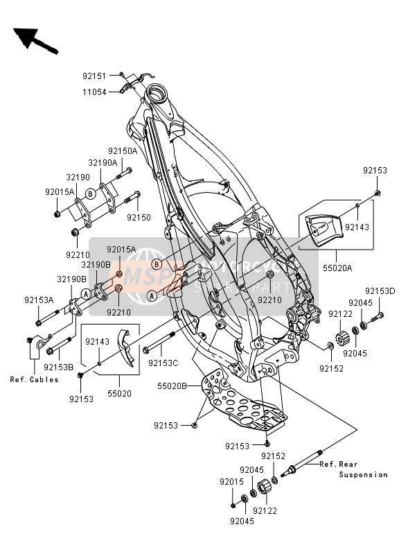 Kawasaki KX250F 2007 Frame Fittings for a 2007 Kawasaki KX250F