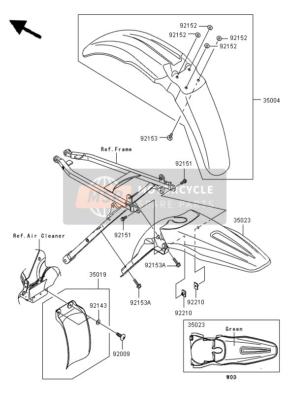 Kawasaki KX250F 2007 Fenders for a 2007 Kawasaki KX250F