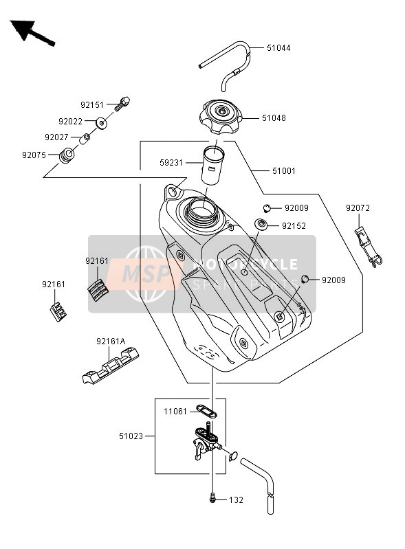 Kawasaki KX250F 2007 Réservoir d'essence pour un 2007 Kawasaki KX250F