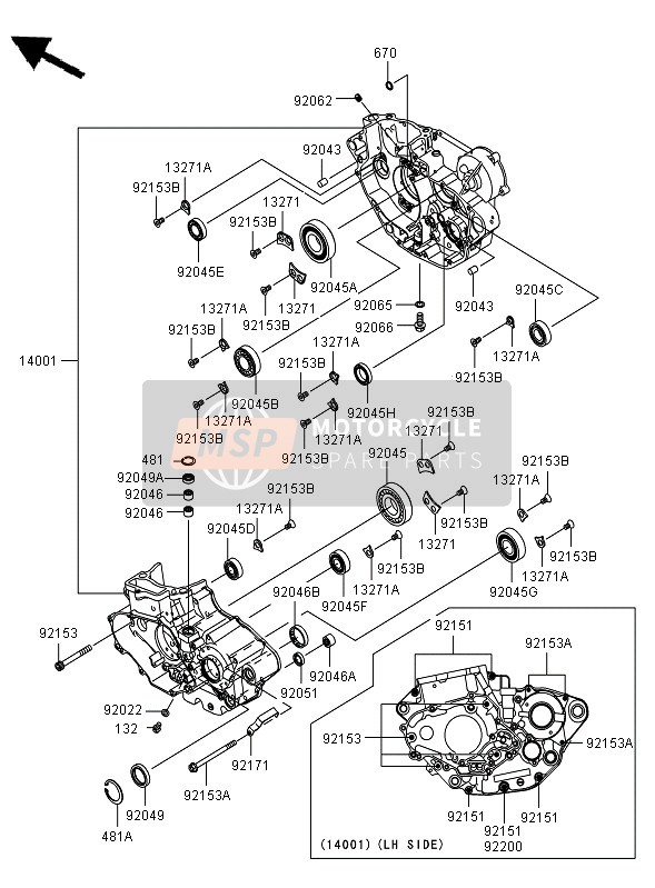 Kawasaki KX450F 2007 Crankcase for a 2007 Kawasaki KX450F