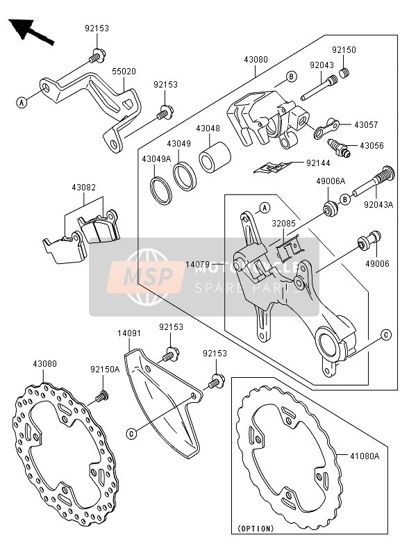 Kawasaki KX450F 2007 BREMSE HINTEN für ein 2007 Kawasaki KX450F