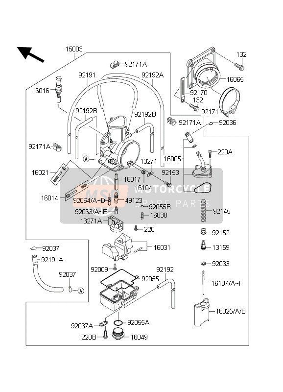 Kawasaki KX125 2004 Carburettor for a 2004 Kawasaki KX125