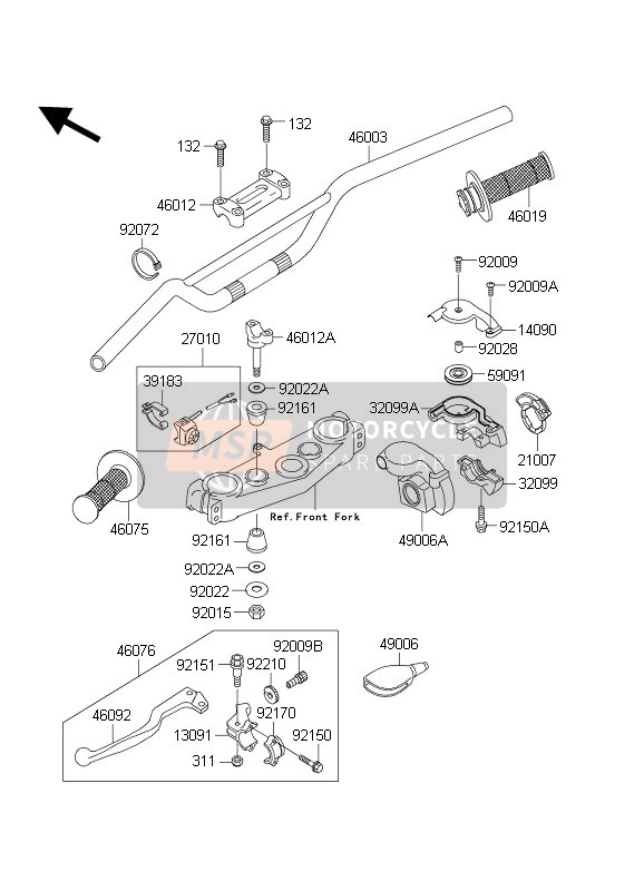 460030026CE, Handle,Silver, Kawasaki, 0