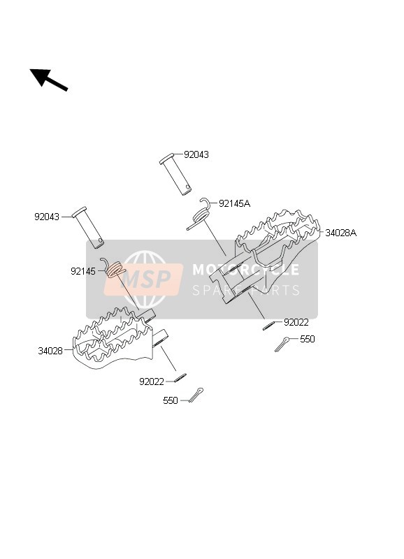 Kawasaki KX250 2004 Footrests for a 2004 Kawasaki KX250