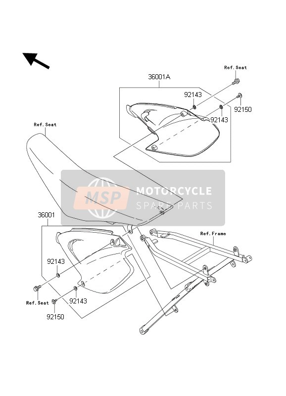 Kawasaki KX250 2004 Coperture laterali per un 2004 Kawasaki KX250