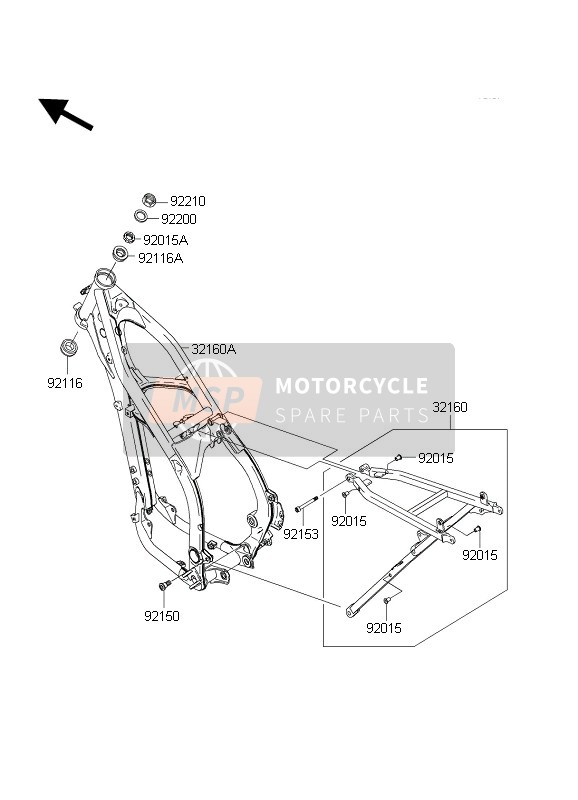 Kawasaki KX250F 2004 Frame for a 2004 Kawasaki KX250F