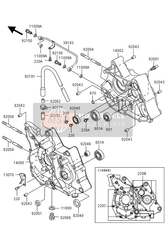 Kawasaki KLX110 2008 Crankcase for a 2008 Kawasaki KLX110