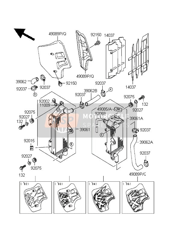 4908952306W, SHROUD-ENGINE,Rh,L.Green, Kawasaki, 0