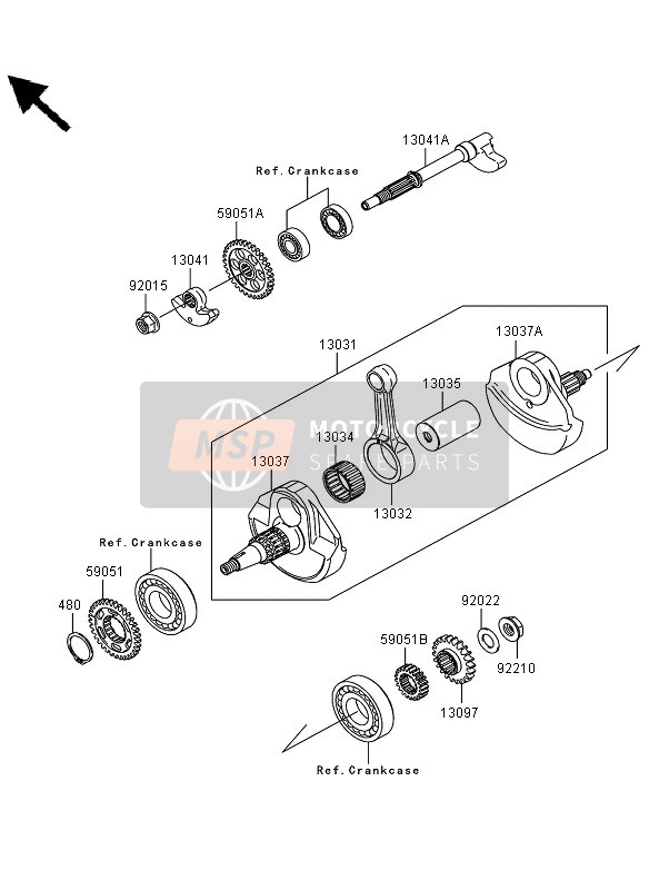 Kawasaki KLX450R  2008 Crankshaft for a 2008 Kawasaki KLX450R 