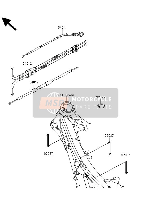 Kawasaki KLX450R  2008 Câbles pour un 2008 Kawasaki KLX450R 