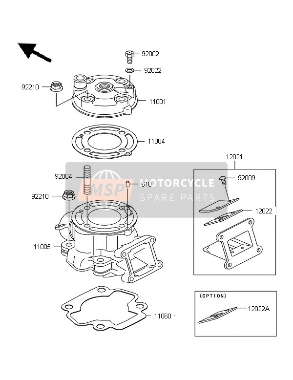 Kawasaki KX65 2008 Cabeza de cilindro & Cilindro para un 2008 Kawasaki KX65