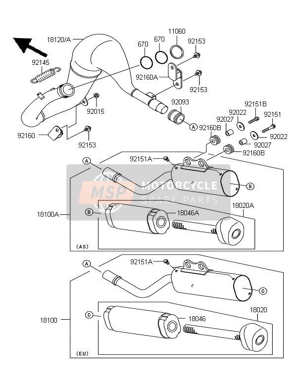 Kawasaki KX65 2008 Muffler for a 2008 Kawasaki KX65