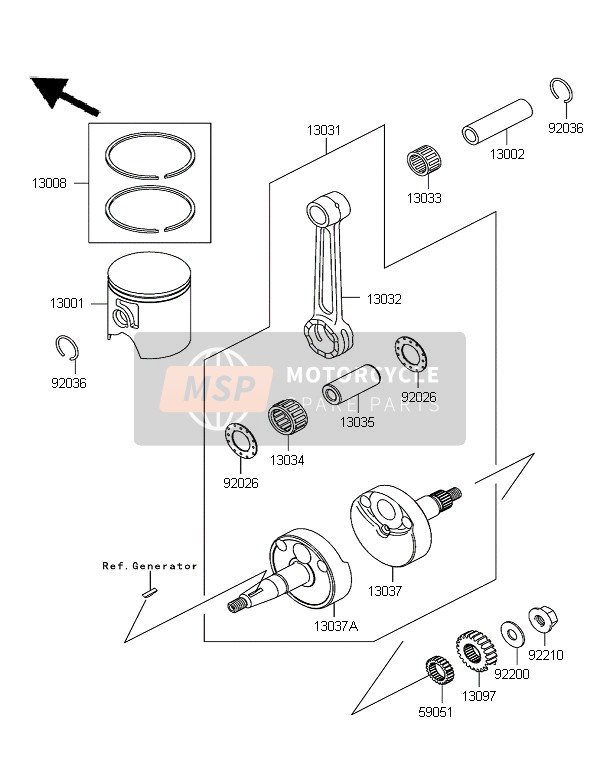 Kawasaki KX65 2008 Crankshaft & Piston(S) for a 2008 Kawasaki KX65