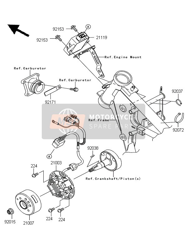 Kawasaki KX65 2008 Generator voor een 2008 Kawasaki KX65