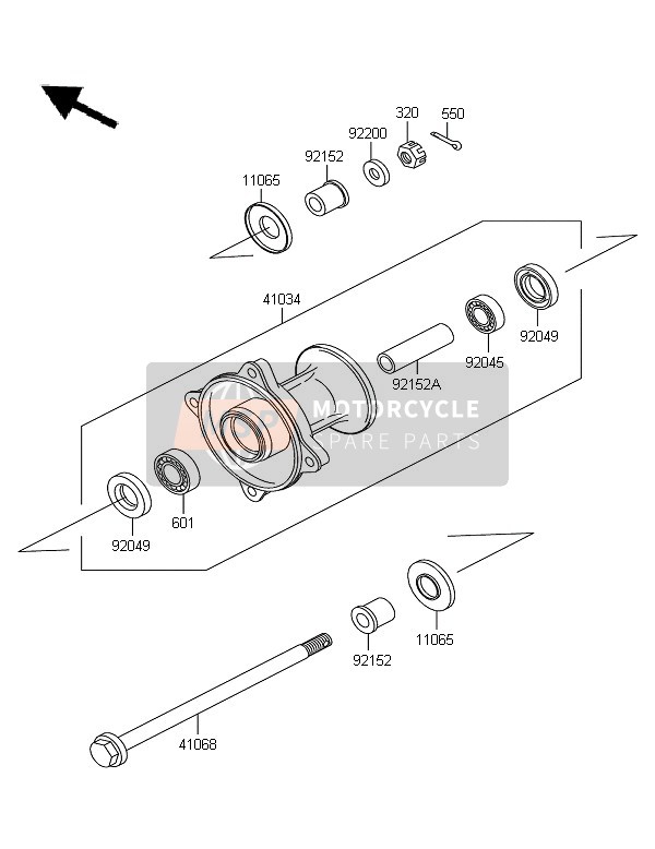 Kawasaki KX65 2008 Front Hub for a 2008 Kawasaki KX65