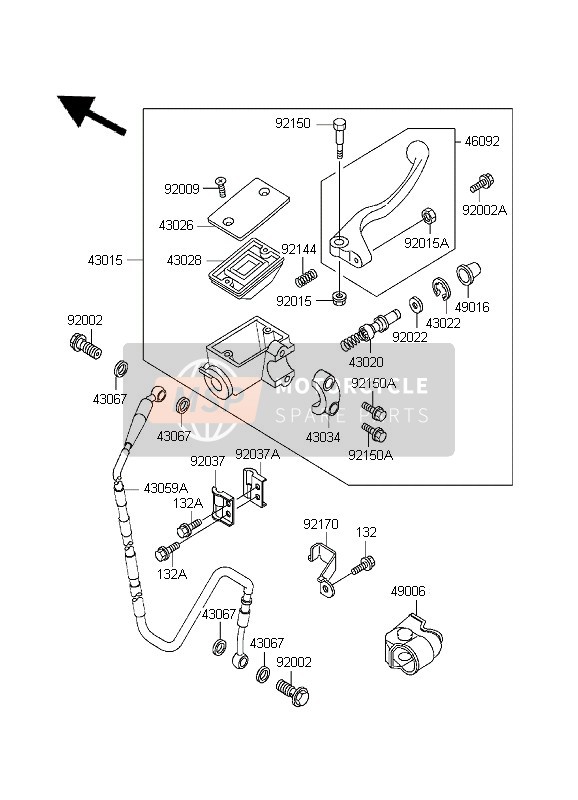 Kawasaki KX500 1995 Front Master Cylinder for a 1995 Kawasaki KX500