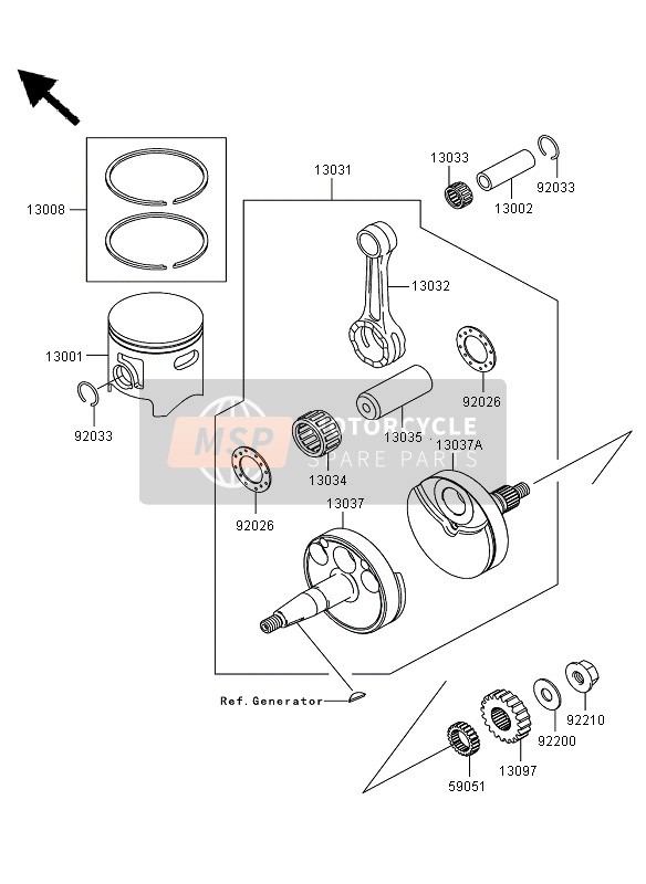 Kawasaki KX85 SW & LW 2008 Crankshaft & Piston(S) for a 2008 Kawasaki KX85 SW & LW