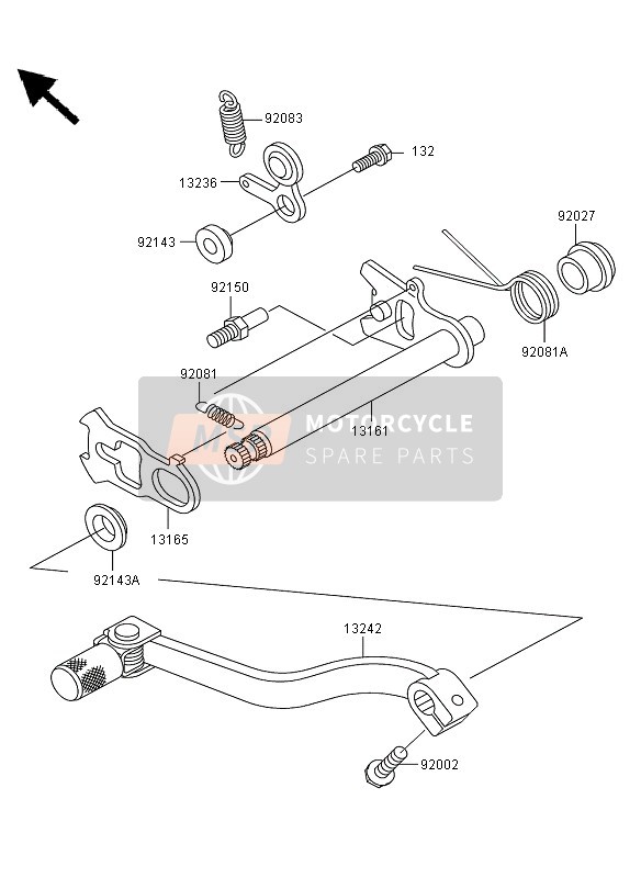 Kawasaki KX85 SW & LW 2008 Schakelmechanisme voor een 2008 Kawasaki KX85 SW & LW