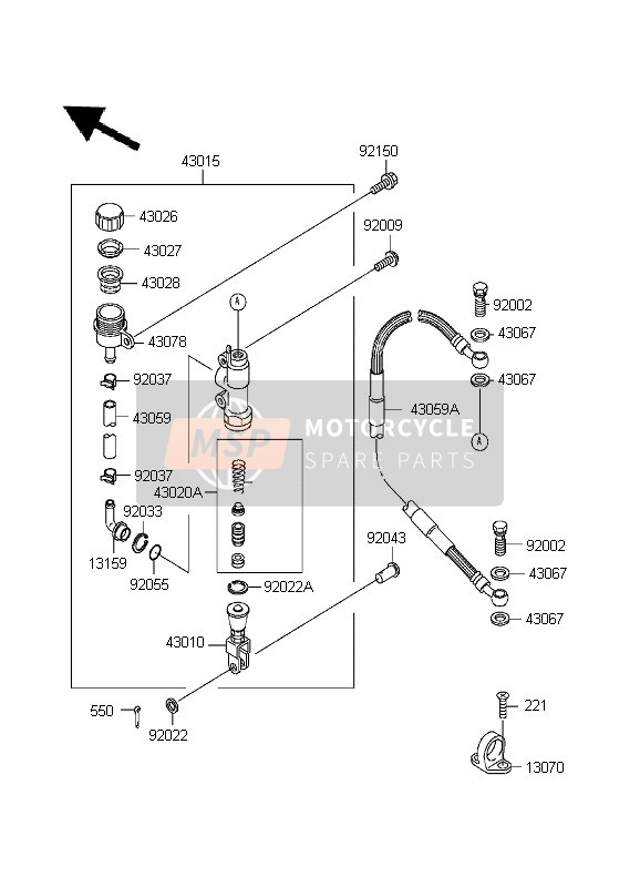 Kawasaki KX500 1995 Rear Master Cylinder for a 1995 Kawasaki KX500