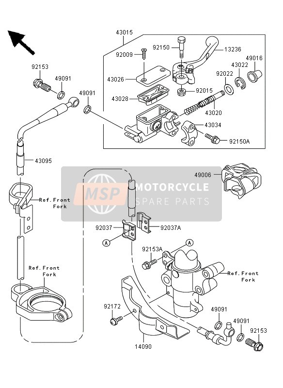 Kawasaki KX85 SW & LW 2008 HAUPTZYLINDER VORNE für ein 2008 Kawasaki KX85 SW & LW