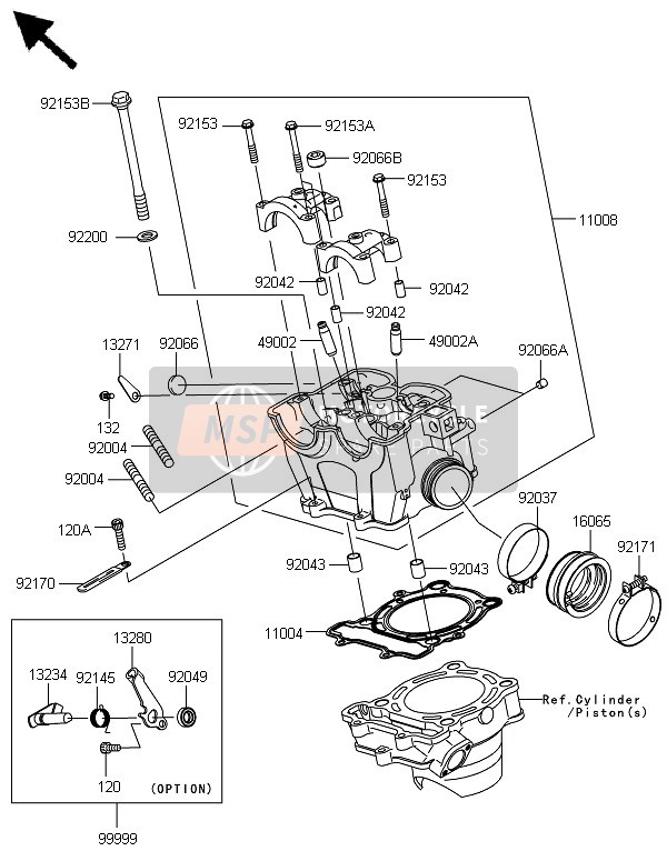 Kawasaki KX250F 2008 Cylinder Head for a 2008 Kawasaki KX250F