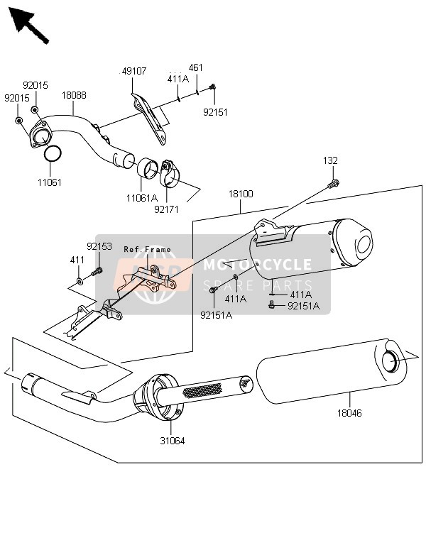 181000080, BODY-ASSY-MUFFLER KX250T8F, Kawasaki, 0