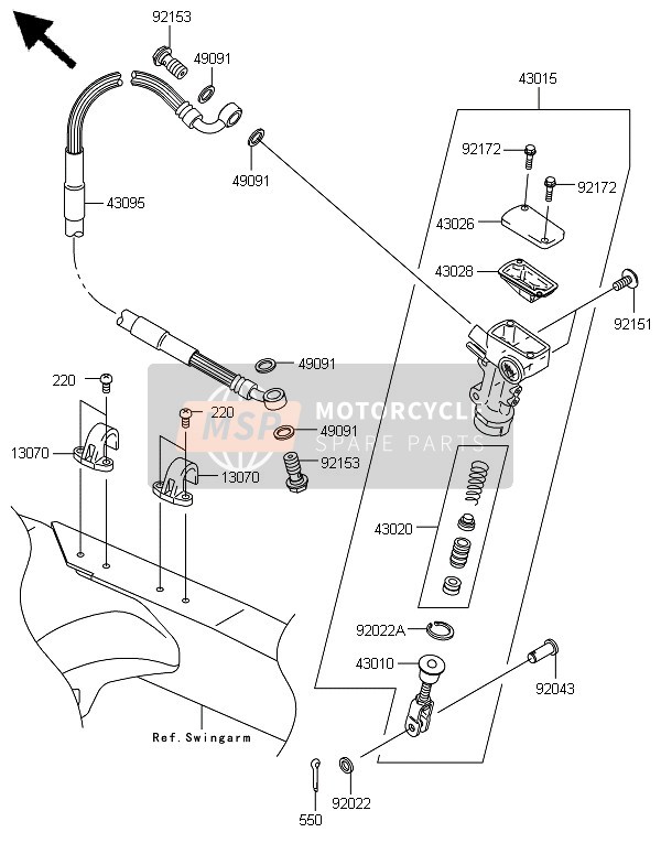 Kawasaki KX250F 2008 HAUPTZYLINDER HINTEN für ein 2008 Kawasaki KX250F